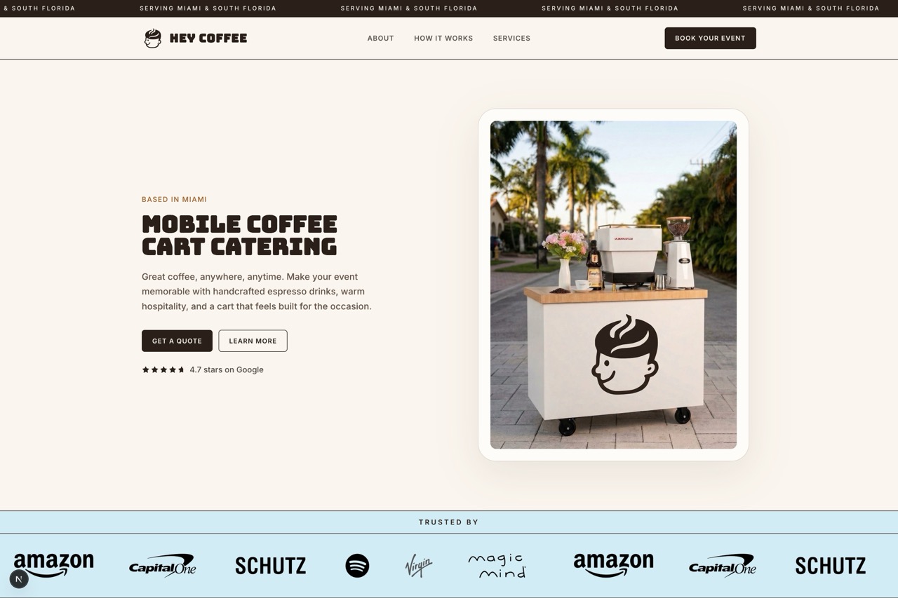 Hey Coffee Miami website